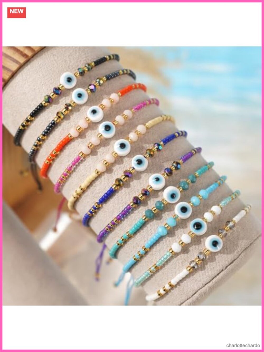 Handmade Boho Beaded Bracelet Stack Adjustable Braided String Set - Picture 3 of 6